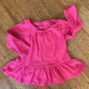 Gap Sz 12-18 Mo Pink Ruffle Hem Long-Sleeve EUC